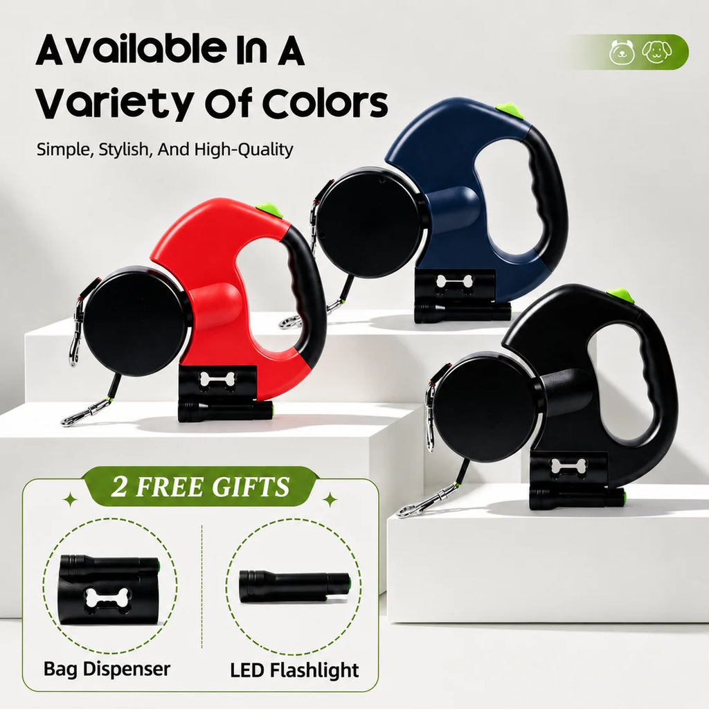 Dual retractable dog leash for two dogs